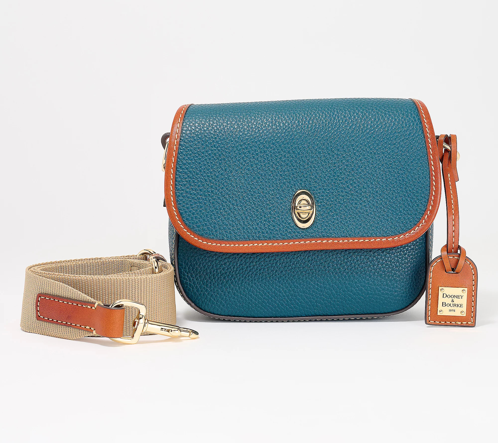 Dooney & Bourke Pebble Leather Saddle Bag with Web Strap | QVC