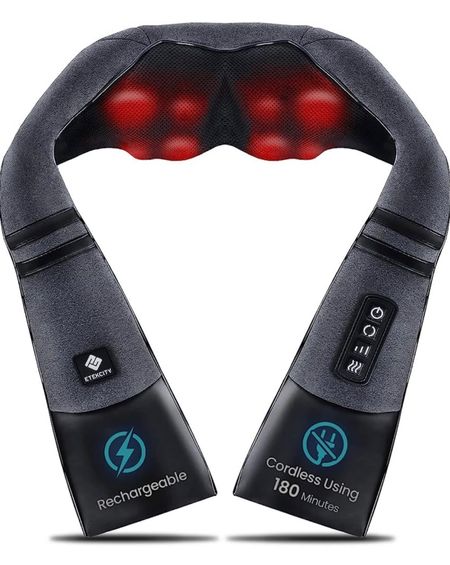 one of my favorite amazon finds EVER shiatsu neck massager, rechargeable cordless heated, gift for her, gift for him, on sale for amazon prime day

#LTKxPrimeDay #LTKFind #LTKsalealert