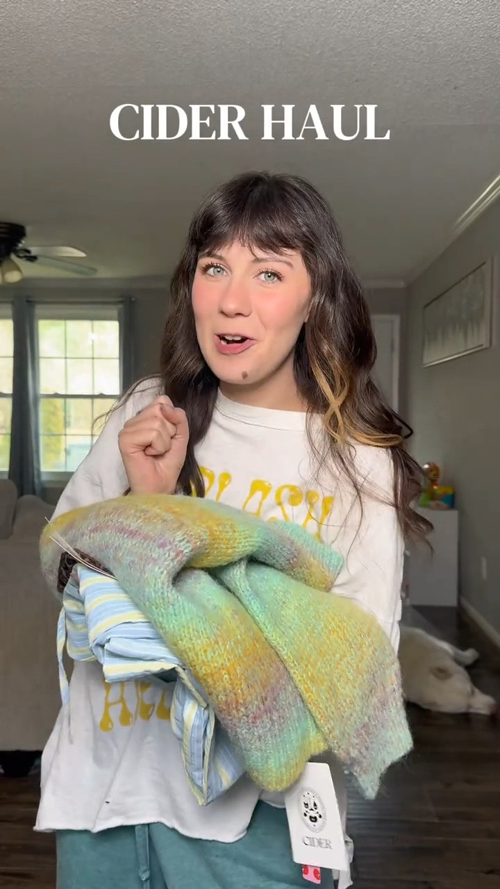 Cider haul!! Cider has SUCH cute clothing that is perfect for ‘dopamine dressing’ imo! I’m wearing a size 6 in the sweater, medium in the leopard top, and small in the pants! 

#LTKgrwm #LTKootd