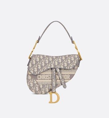 Saddle Bag Gray Dior Oblique Embroidery | DIOR | Dior Couture