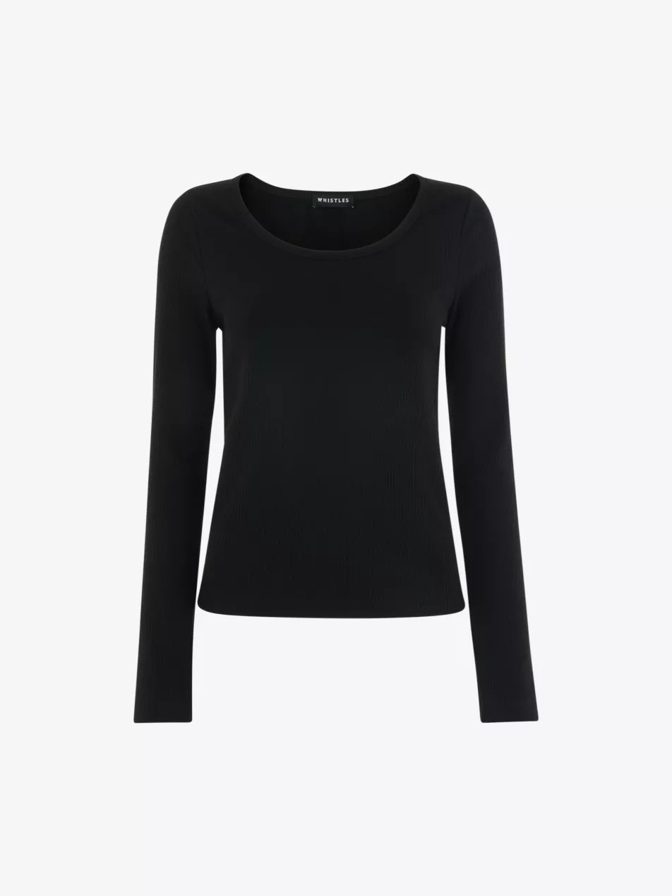 Slim-fit scoop-neck ribbed stretch-woven top | Selfridges