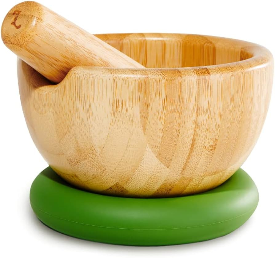 Loisa | Bamboo Mortar and Pestle with Silicone Base | 5.25" Mortar Bowl | Premium Latin Cooking U... | Amazon (US)