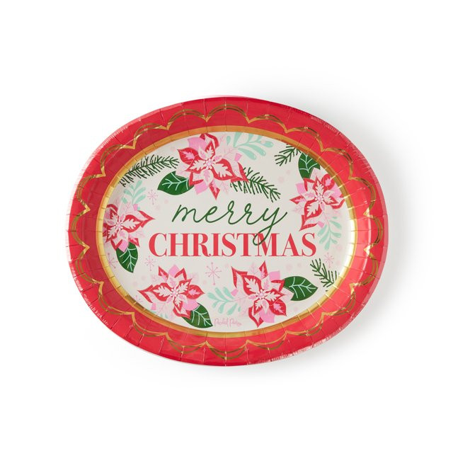 Packed Party Merry Christmas 12" Oval Disposable Holiday Dinner Plates - 8 Count. | Walmart (US)