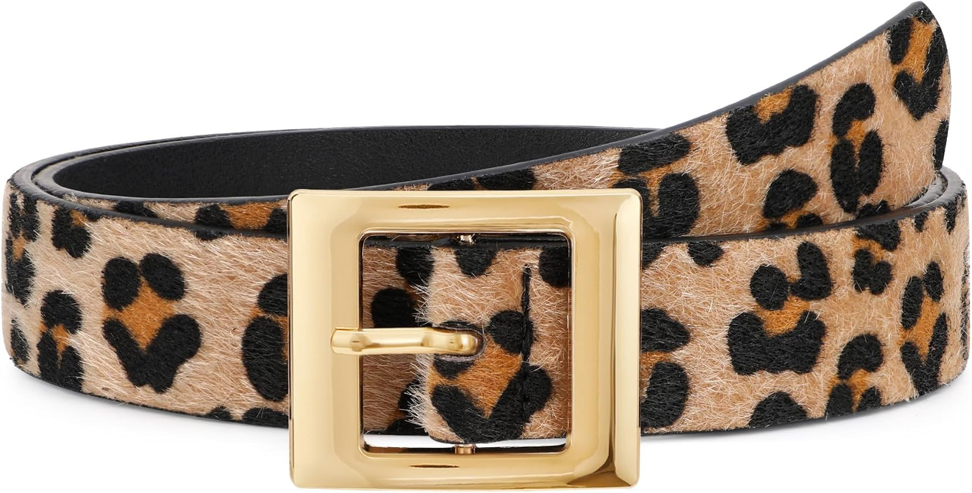 WHIPPY Women Fashion Leather Belt for Jeans Pants Dress Ladies Black Belts with Square Gold Buckl... | Amazon (US)