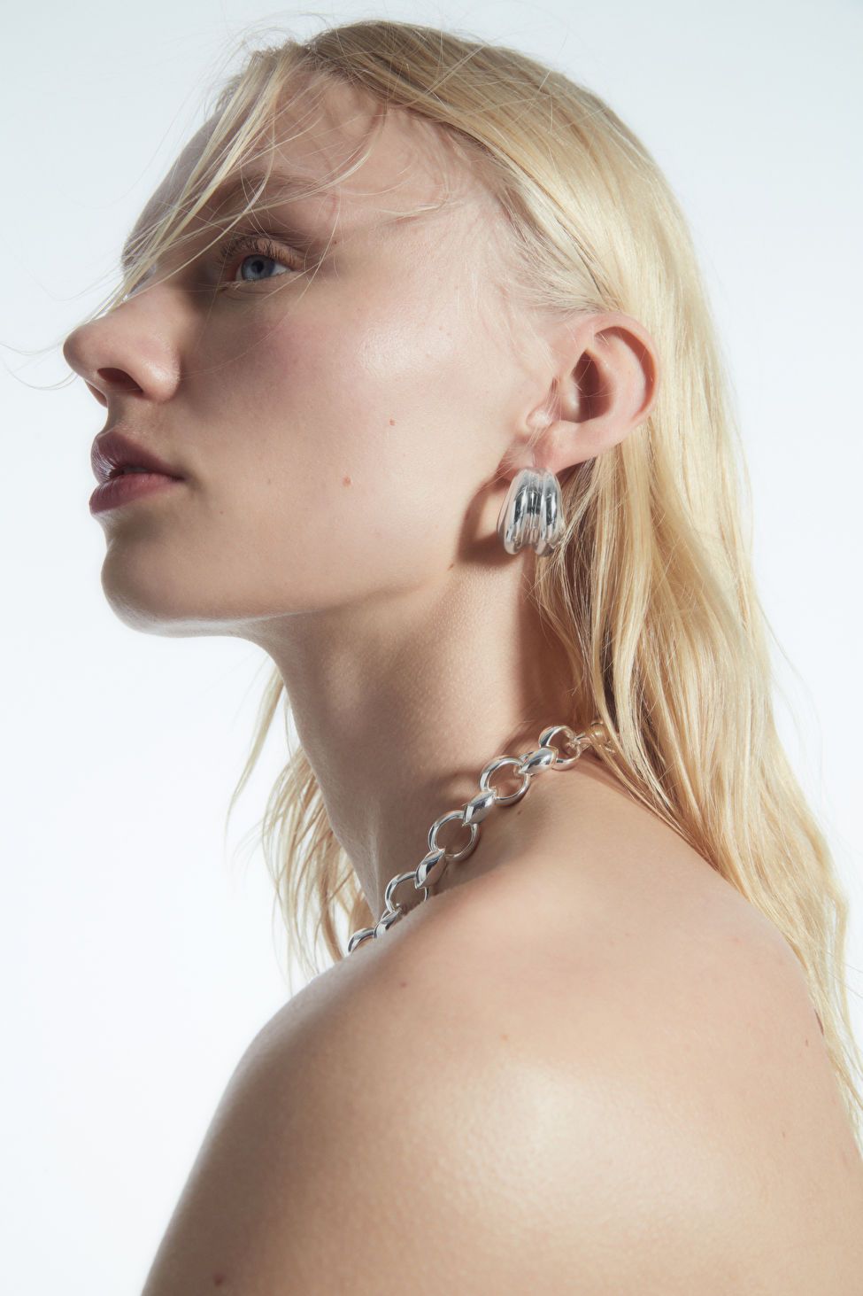 LAYERED CHUNKY HOOP EARRINGS - SILVER - COS | COS UK