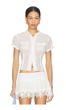GUIZIO Chest Pocket Top in White from Revolve.com | Revolve Clothing (Global)