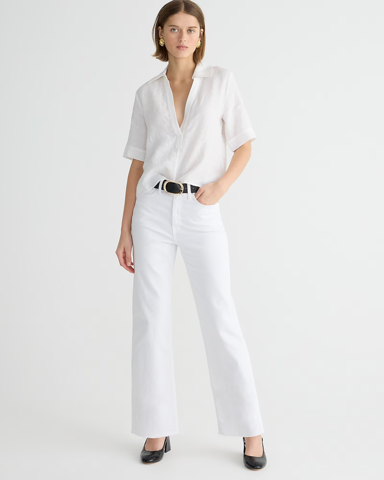 Slim wide-leg jean in white wash | J. Crew US