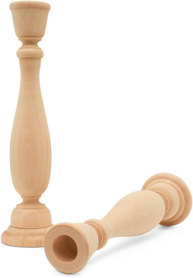 Unfinished Wooden Candlestick Holders 9 inch Tall with 7/8 inch Hole, Set of 4 Classic Craft Cand... | Amazon (US)