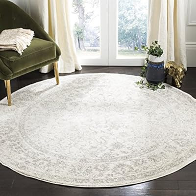 Safavieh Adirondack Collection ADR109C Ivory/Silver Vintage Oriental Distressed Area Rug 4' Round | Amazon (US)