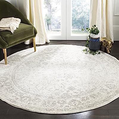 Safavieh Adirondack Collection ADR109C Ivory/Silver Vintage Oriental Distressed Area Rug 4' Round | Amazon (US)