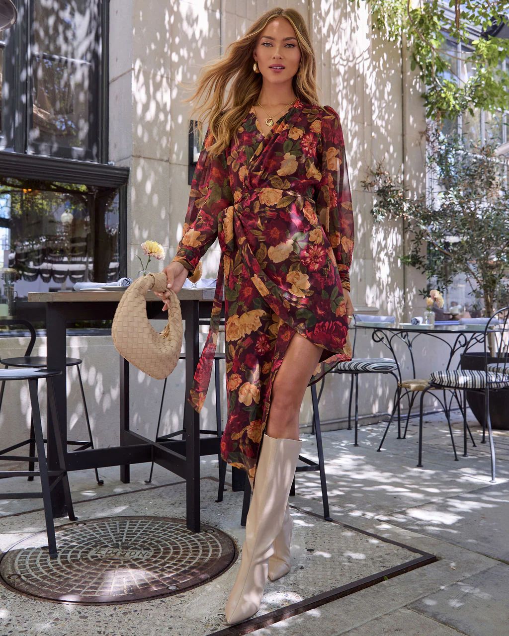 Harvest Love Floral Print Wrap Midi Dress | VICI Collection