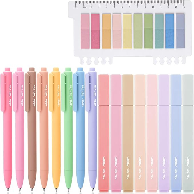 Mr. Pen Aesthetic 16 Pack Colored Gel Pens & 200 Sheets Sticky Tabs - No Bleed Highlighters for B... | Amazon (US)