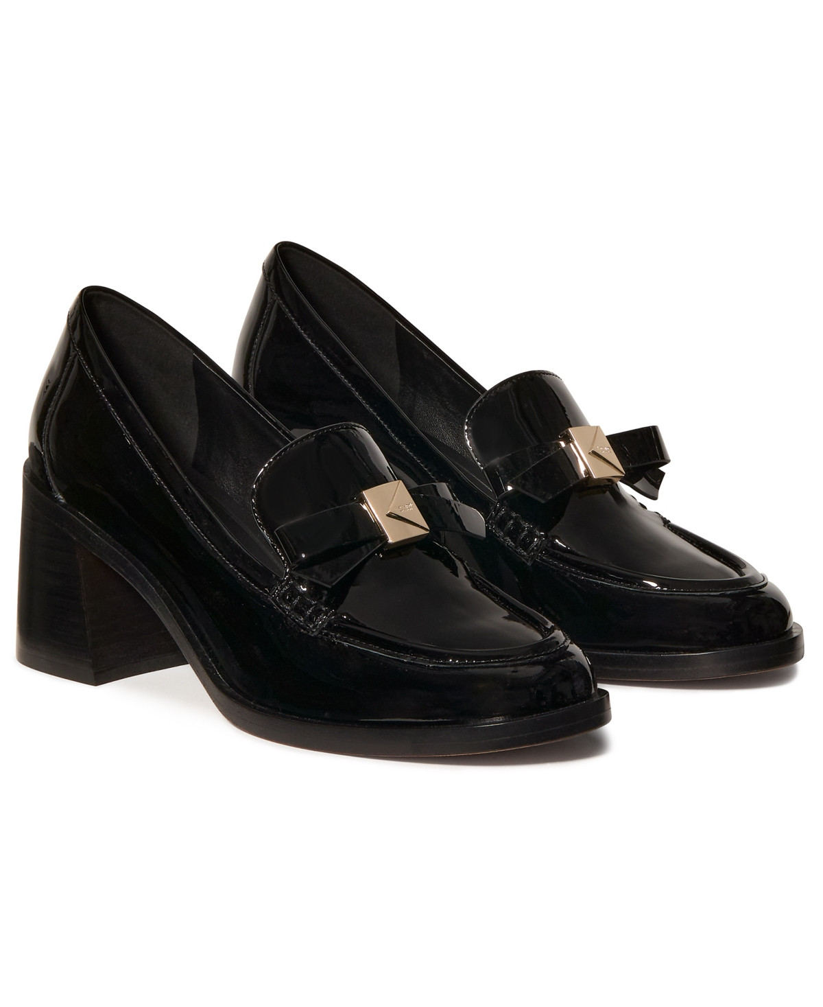 kate spade new york Women's Decorative Bow Block Heel Loafers - Black | Macy's