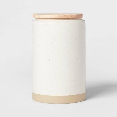 Camwood Collection Large Stoneware Canister with Wood Lid Cream - Threshold™ | Target
