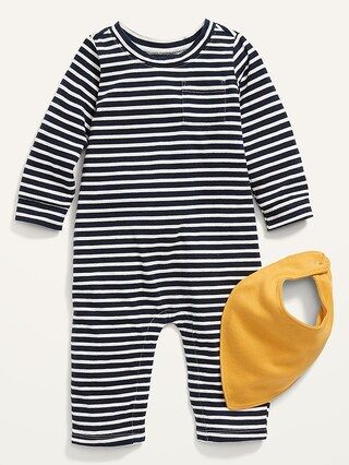Unisex Long-Sleeve One-Piece &#x26; Bib Set for Baby | Old Navy (US)