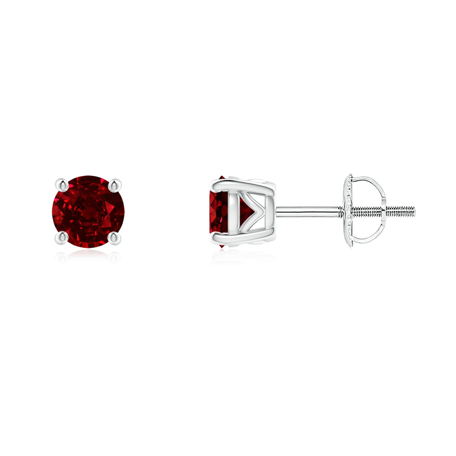 Vintage Style Round Ruby Solitaire Stud Earrings | Angara Inc.