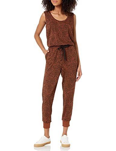 Amazon Essentials Women's Studio Terry Jumpsuit (Available in Plus Size), Black Brown Animal Print, Small | Amazon (US)