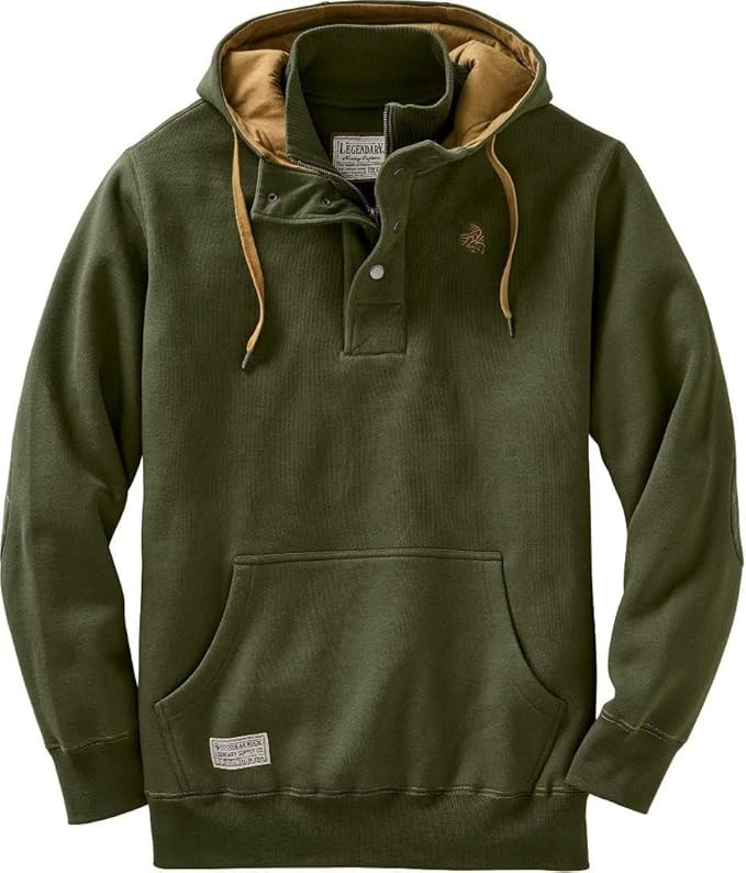 Legendary Whitetails Men's Hoodie Quarter Zip Quilted Sweatshirt Double Layered Lined Hood | Amazon (US)