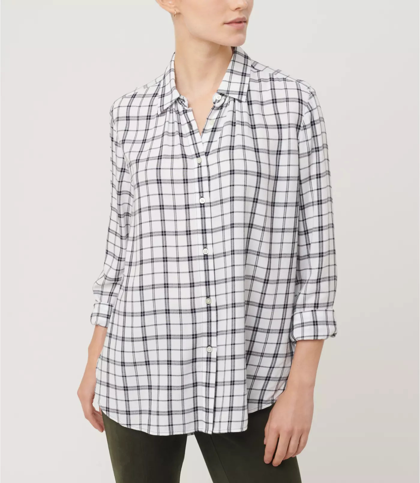 Plaid Hi-Lo Tunic Shirt | LOFT | LOFT