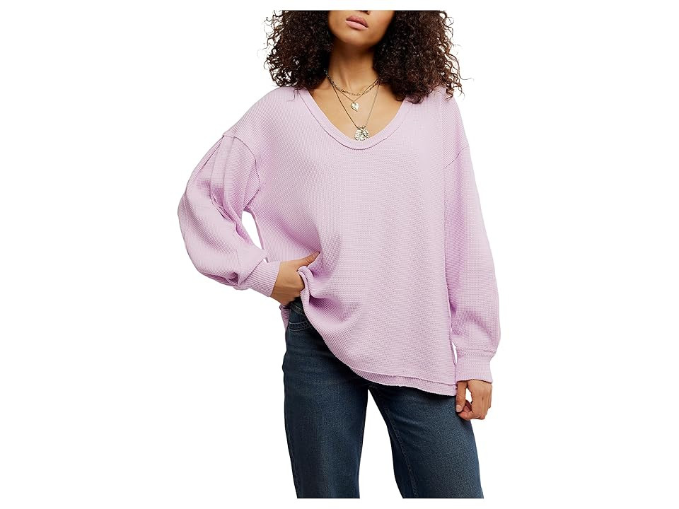 Free People Coast 2 Coast Thermal Women's Clothing Blush Lilac : XL (Women's 14), Cotton/Elastane/Polyester | Zappos