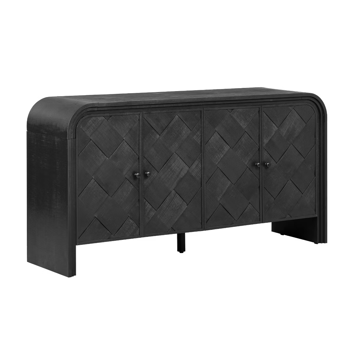 59.8"W Luxury Multi-Functional Sideboard with Woven Wood Slat Doors & Stepped Design, Solid Wood ... | Target