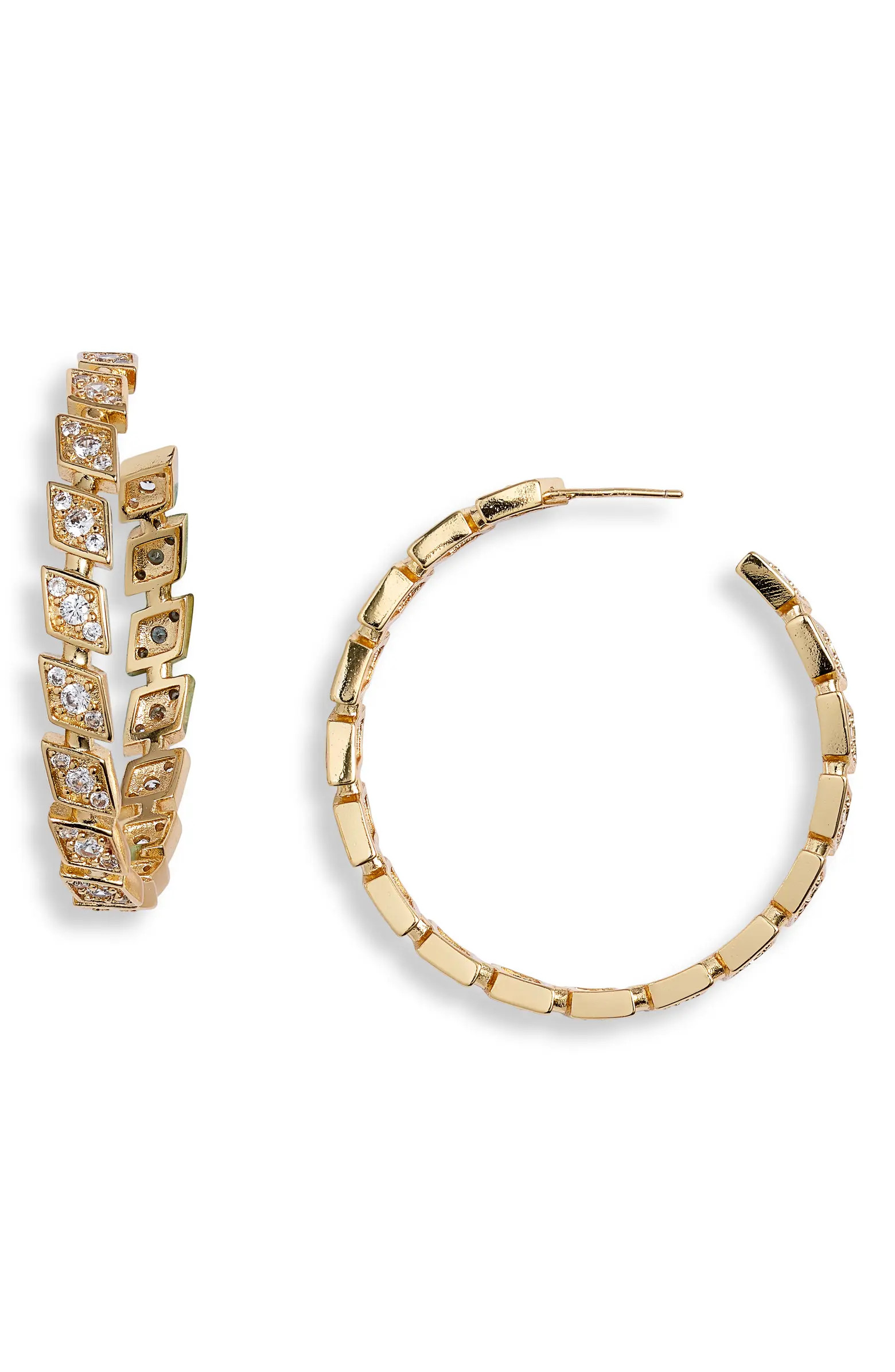 Bracha Zoey Rhomboid Stationed Hoop Earrings | Nordstrom | Nordstrom