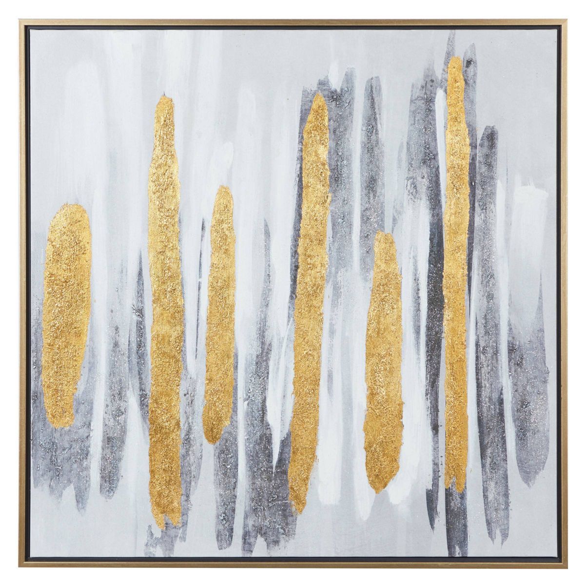 Glam Metal Abstract Framed Wall Art with Gold Frame Gray - CosmoLiving by Cosmopolitan | Target