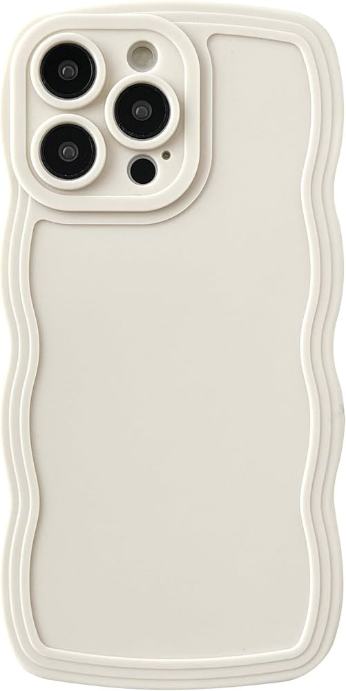 Amazon.com: Caseative for iPhone 15 Pro Max Case,Solid Color Curly Wave Frame Soft Phone Case (Wh... | Amazon (US)