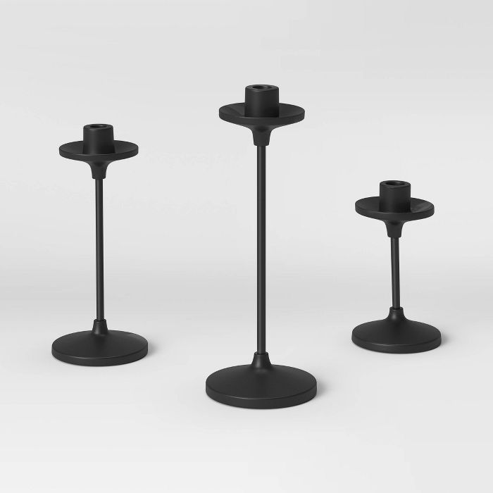 11&#34;x4&#34; Set of 3 Tapers Metal Candle Holder Black - Threshold&#8482; | Target