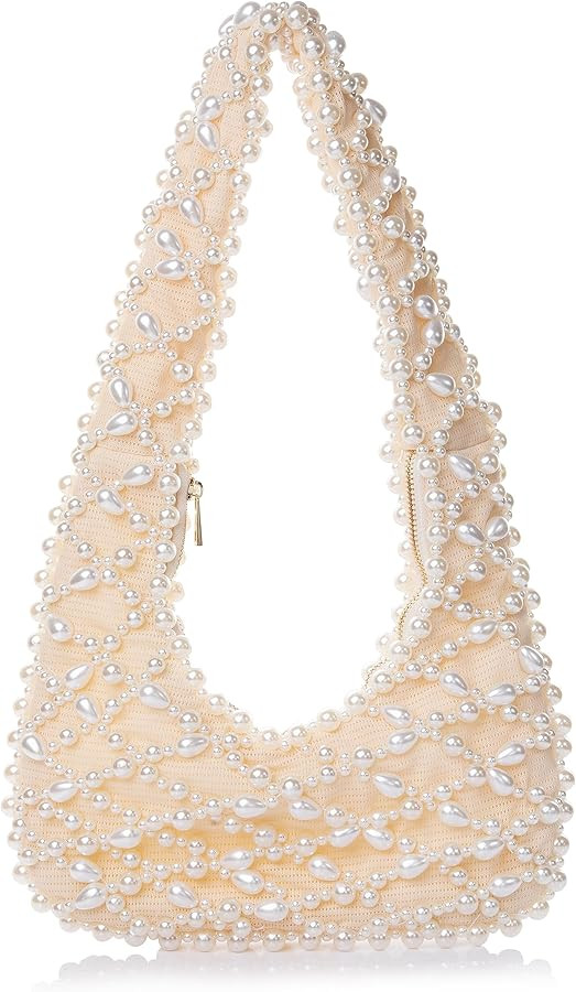 Abvokury Women Artisanal Acrylic Pearl Clutch Exquisite Beads and Fabric Woven Shoulder Bag Eveni... | Amazon (US)
