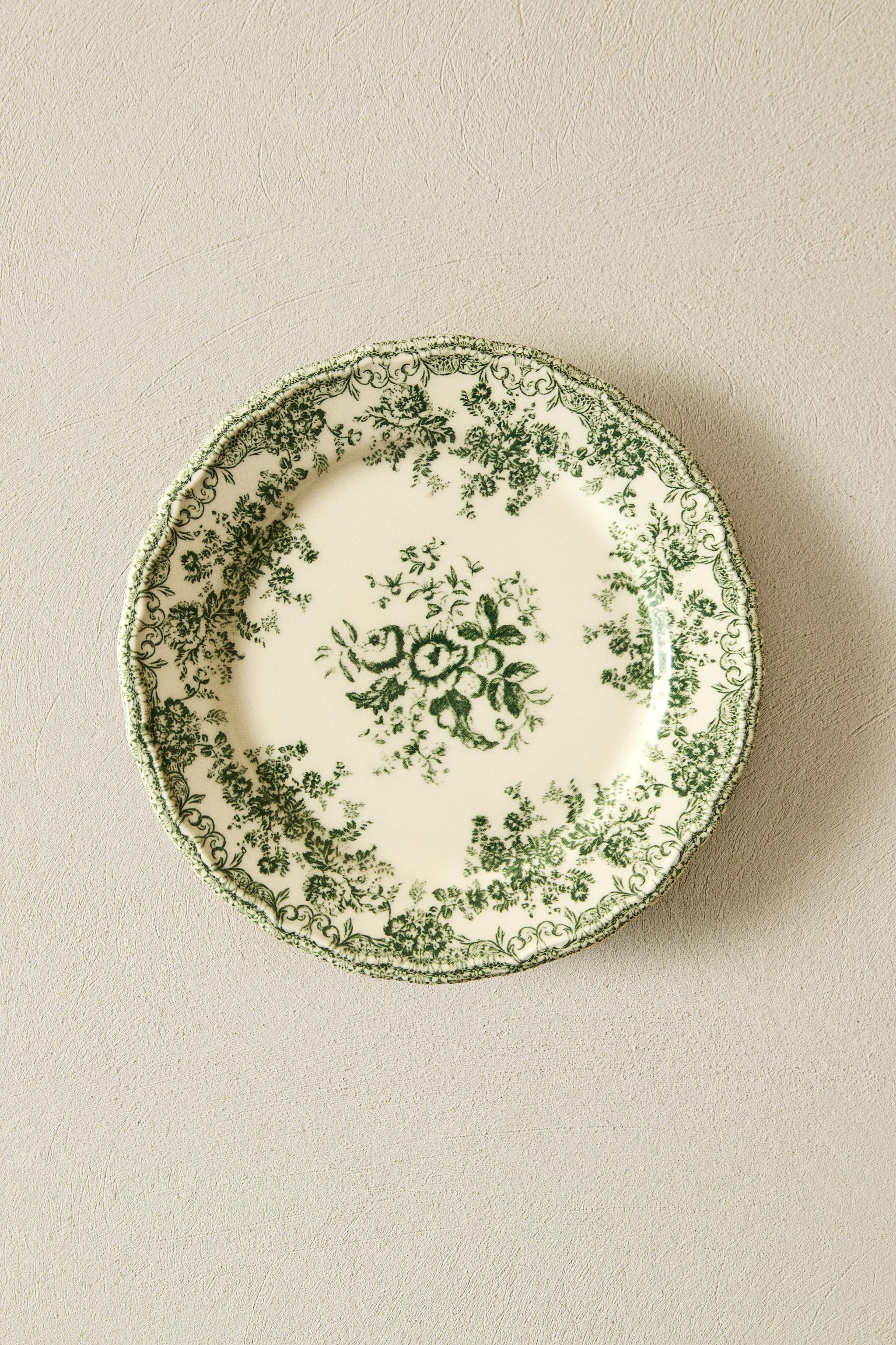 FLORAL EARTHENWARE DESSERT PLATE | Zara UK