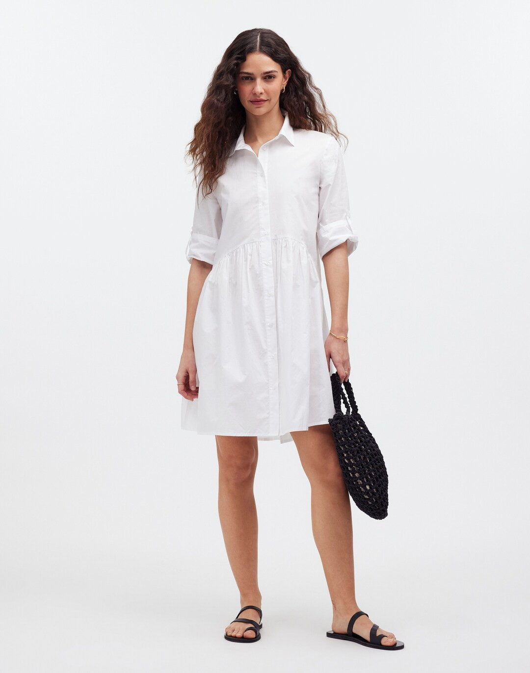 Button-Front Mini Shirtdress in Poplin | Madewell