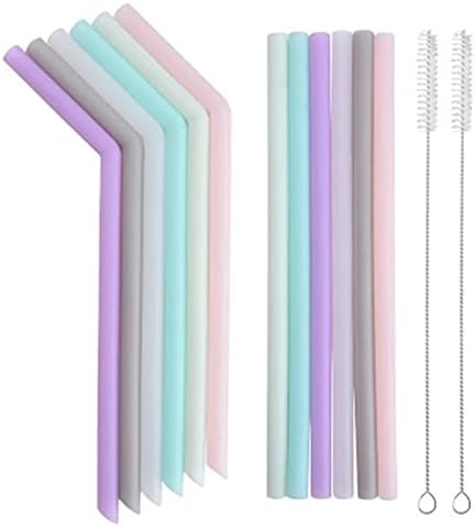 12 Pack Silicone Reusable Straws, 10” Regular Size Flexible Straws with Cleaning Brushes Storage Bag | Amazon (US)