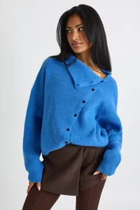 Super Soft Asymmetric Button High Neck Jumper | boohoo (US & Canada)