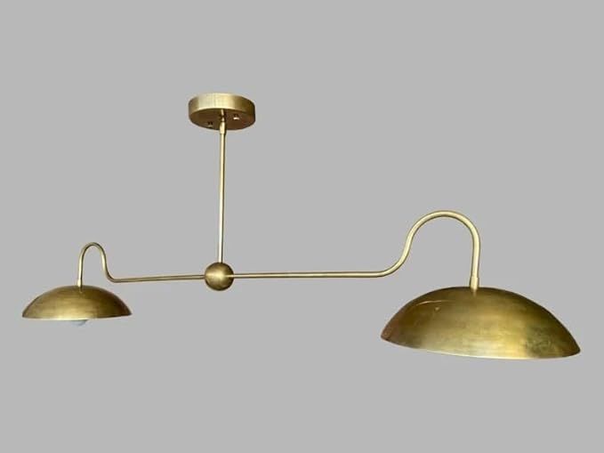 2 Arm Pendant Light Mid Century Modern Brass Linear Chandelier Beautiful Light | Amazon (US)
