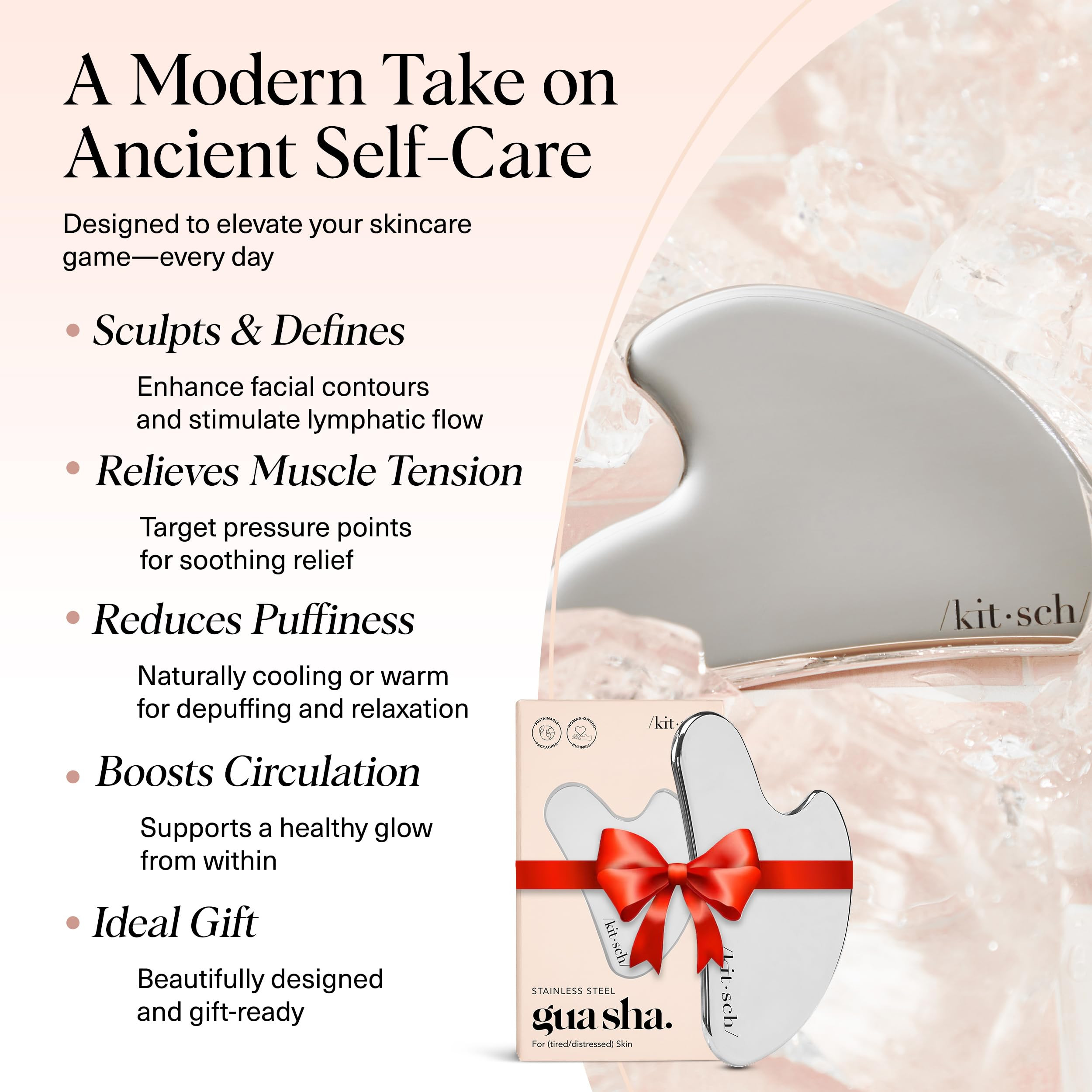 Kitsch Stainless Steel Gua Sha Facial Tools - Guasha Tool for Face, Face Sculpting Tool, Jawline ... | Amazon (US)