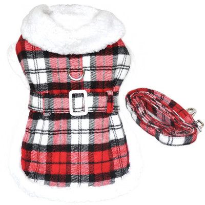 Doggie Design Fleece-Lined Dog Harness Coat - Red & White Plaid | Target