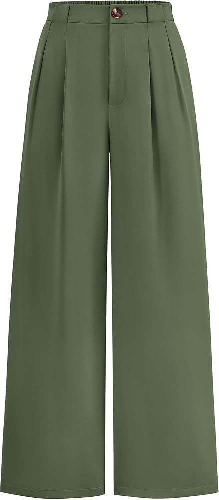 KIRUNDO Wide Leg Pants for Women 2026 Dressy High Waisted Button Trousers | Amazon (US)