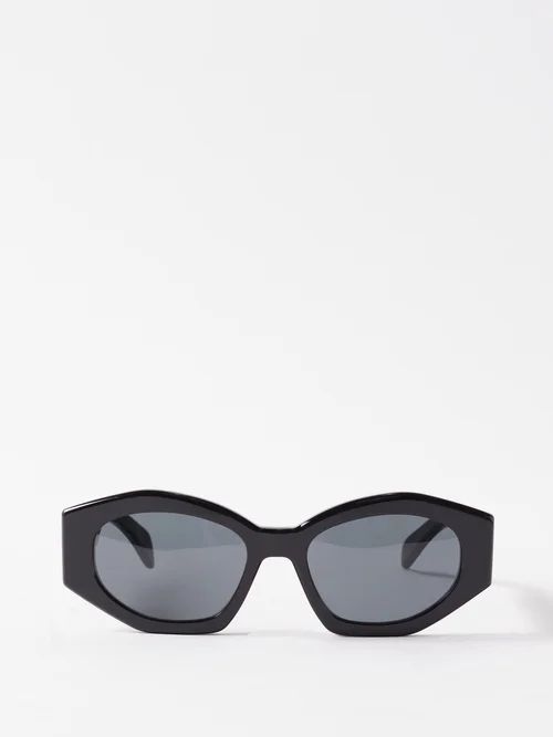 Celine Eyewear - Triomphe Oval Acetate Sunglasses - Womens - Black | Matches (UK)