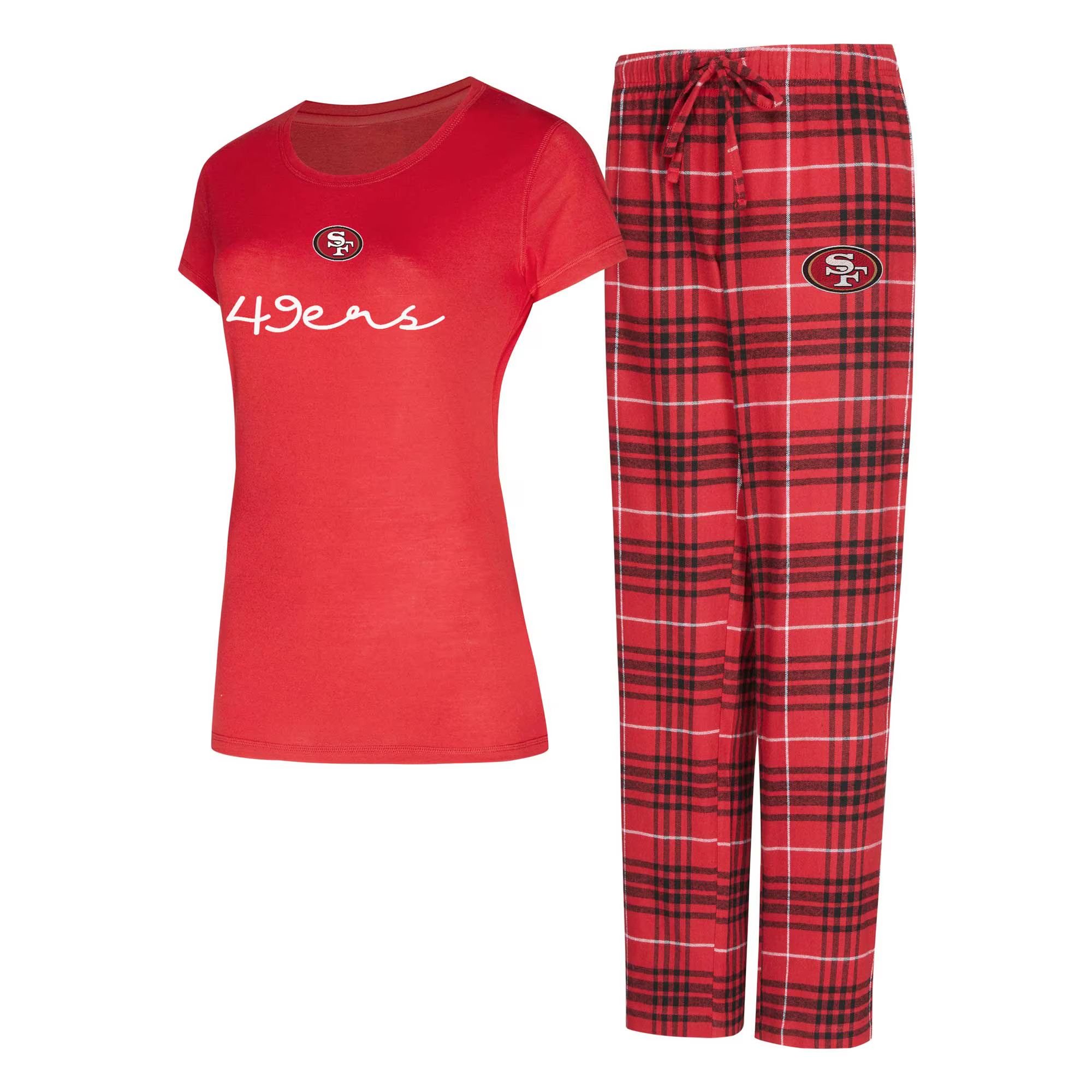 Women's San Francisco 49ers Concepts Sport Vector T-Shirt & Flannel Pants Sleep Set | NFL Shop