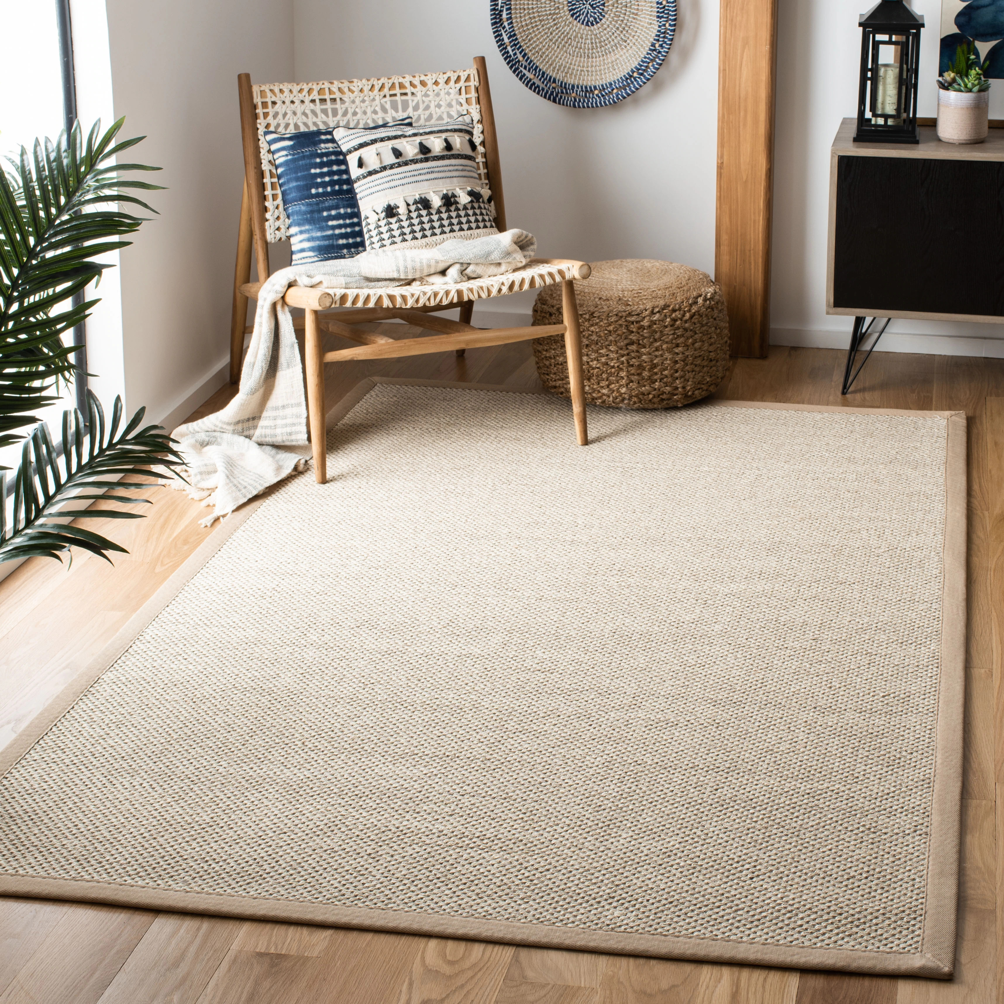 SAFAVIEH Natural Fiber Lorine Casual Border Sisal Rug - 10' x 14' - Marble/Linen | Overstock
