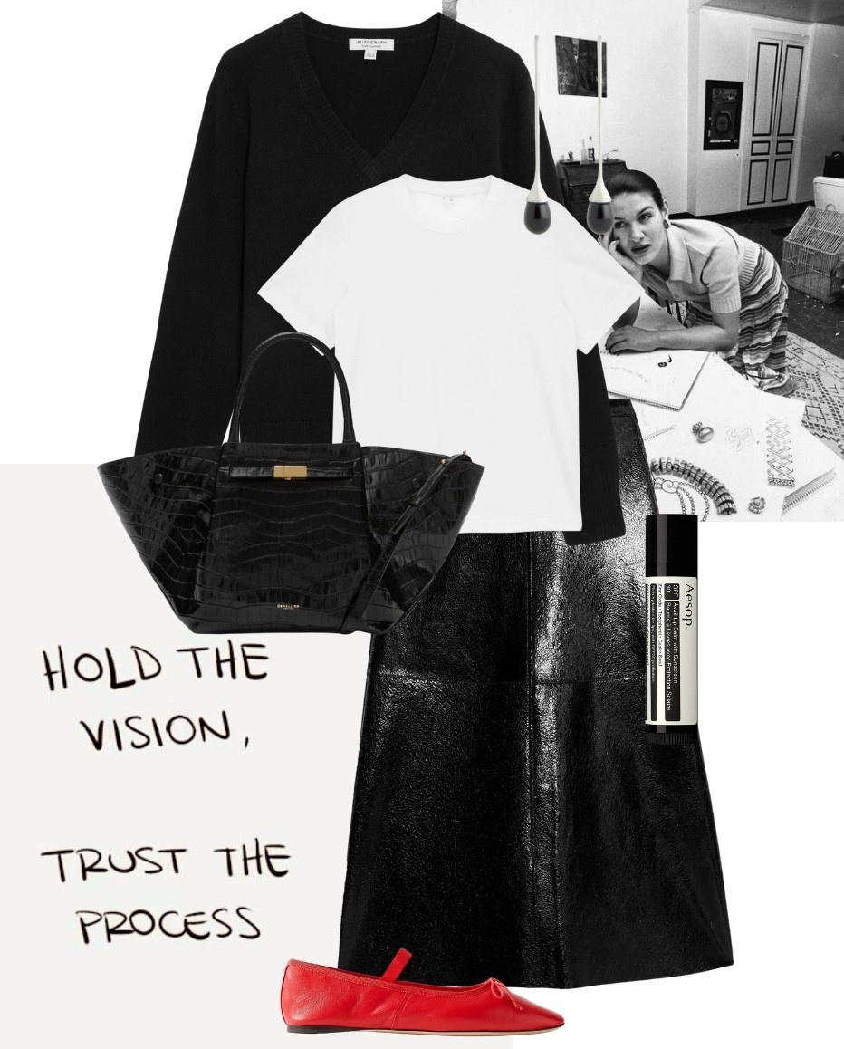 Outfit Inspiration for the office | workwear | leather skirt | M&S | corporate style | loafers | laptop bag 

#LTKuk #LTKstyletip #LTKworkwear