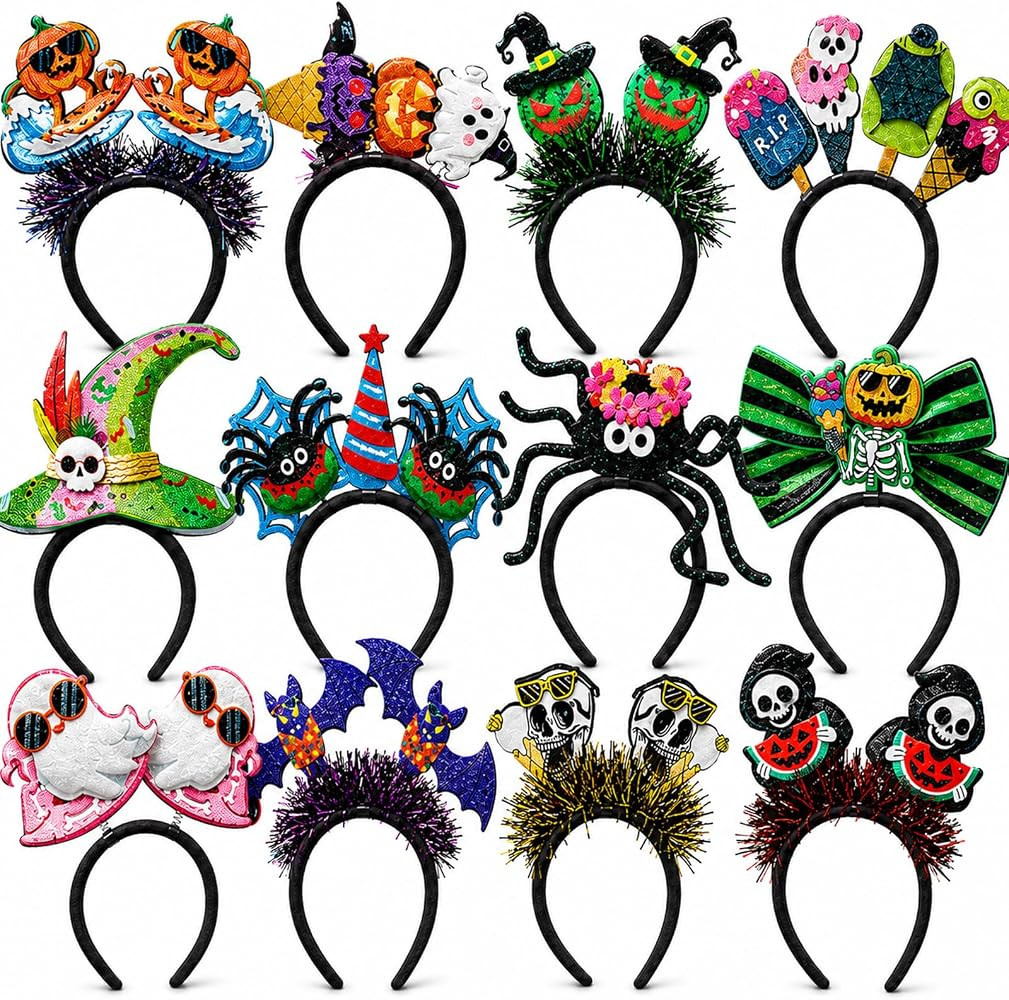 Sosation 12 Pcs Halloween Headbands Bulk for Halloween Party Women Adult | Amazon (US)