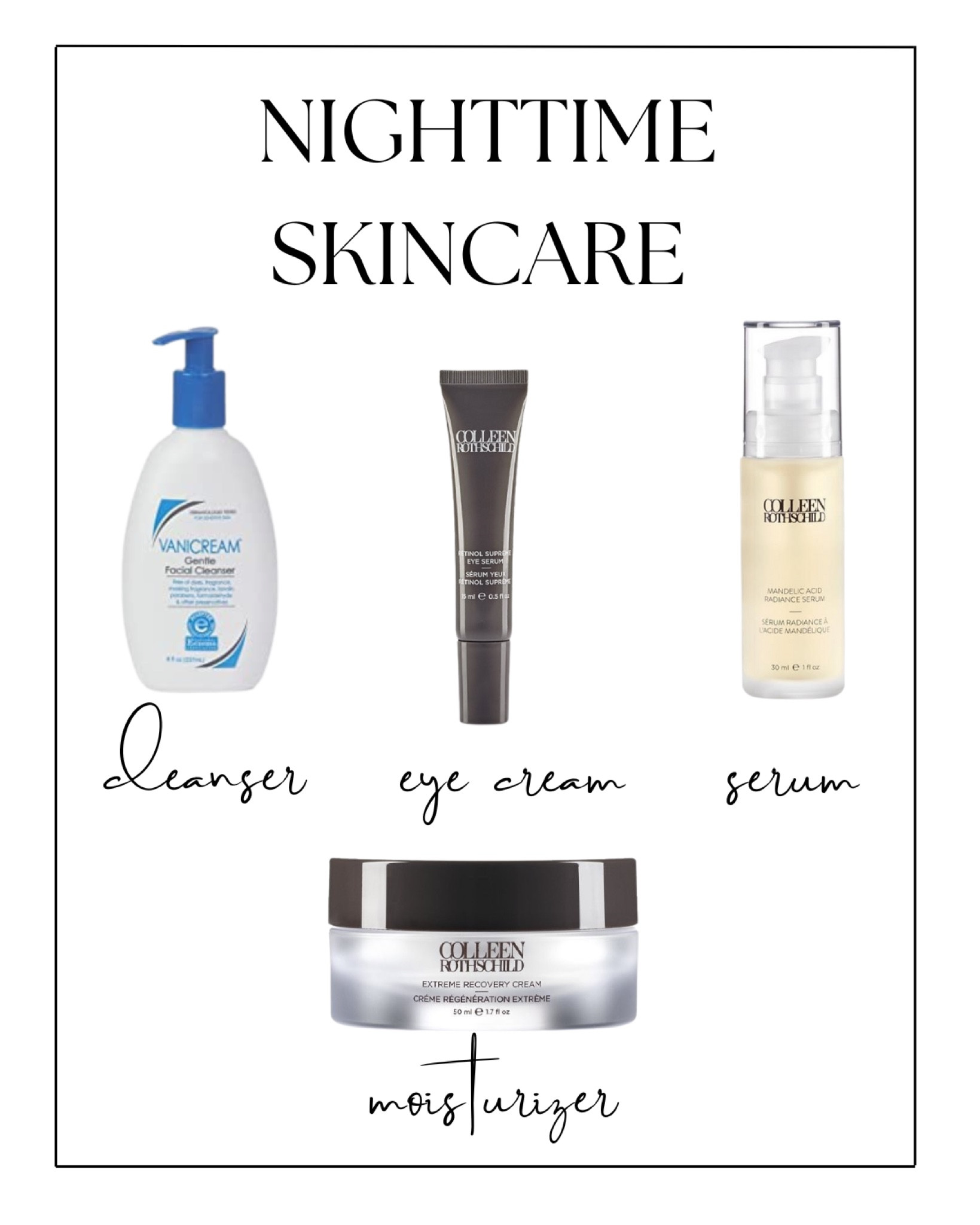 My nighttime skincare routine! Colleen Rothschild products are 25% off with code 9YEARS 

#LTKbeauty #LTKunder100