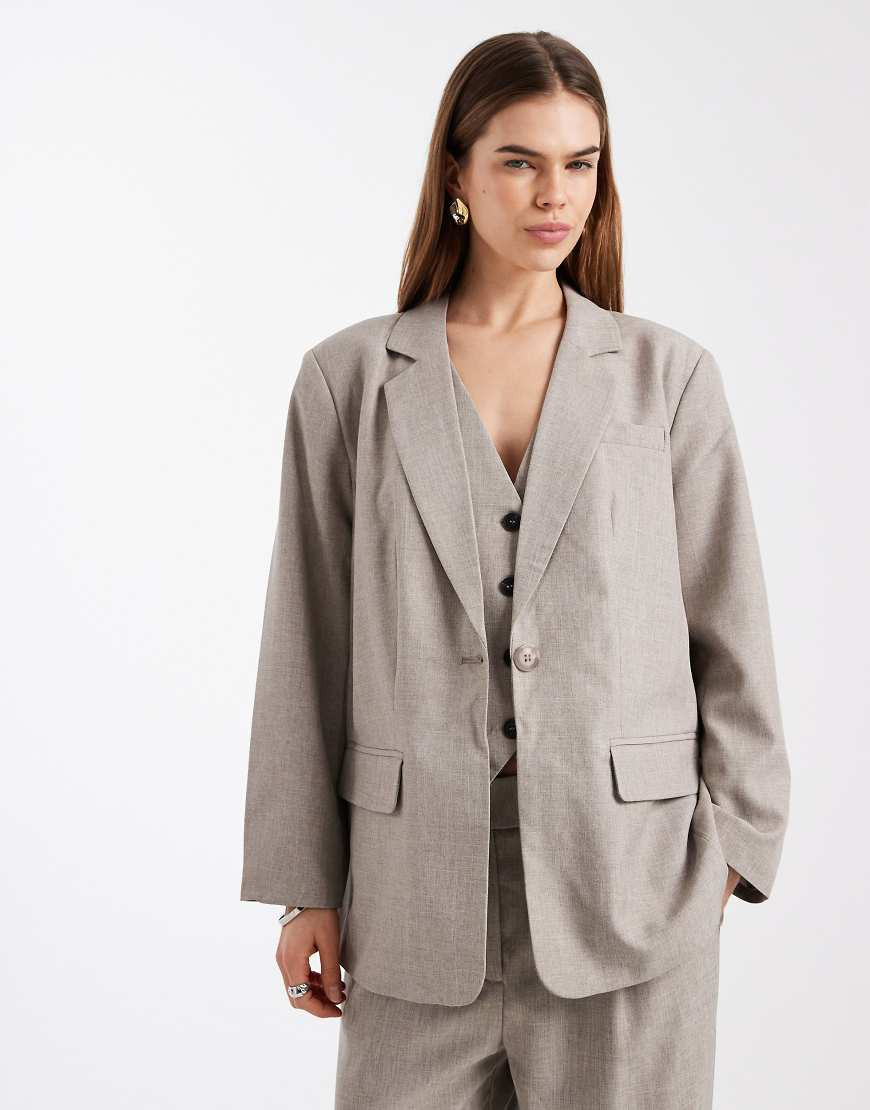 ONLY oversized tailored blazer in beige - part of a set-Neutral | ASOS (Global)