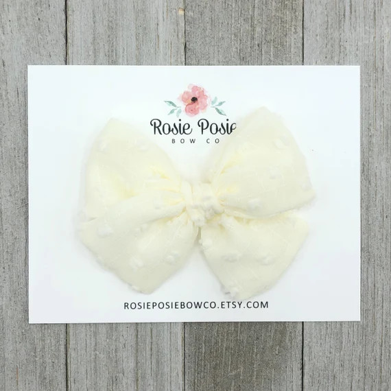 Ivory Swiss Dot Bow  Fabric Bow  Baby Bow  Toddler Bow  | Etsy | Etsy (US)