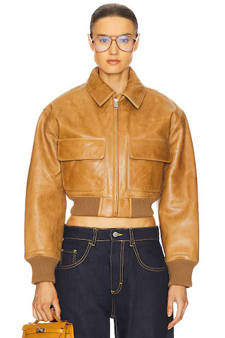 Helsa The Leather Bomber Jacket in Saddle Brown from Revolve.com | Revolve Clothing (Global)