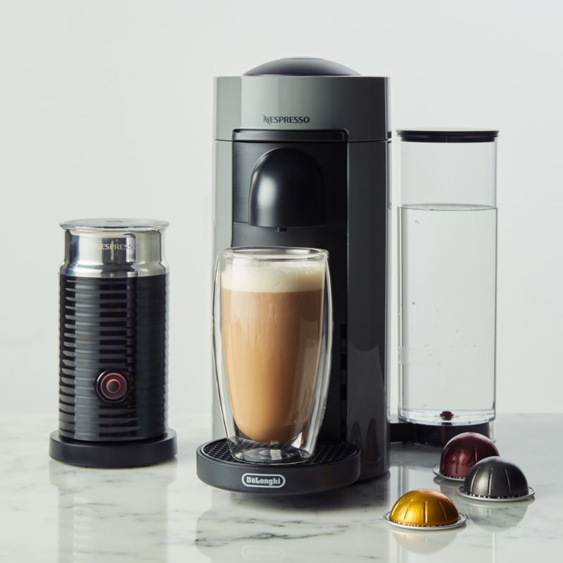 Nespresso by De'Longhi Grey VertuoPlus Coffee and Espresso Machine with Aeroccino + Reviews | Cra... | Crate & Barrel