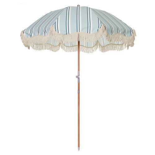 Quincy Beach Premium Umbrella, Blue/White Stripe | One Kings Lane