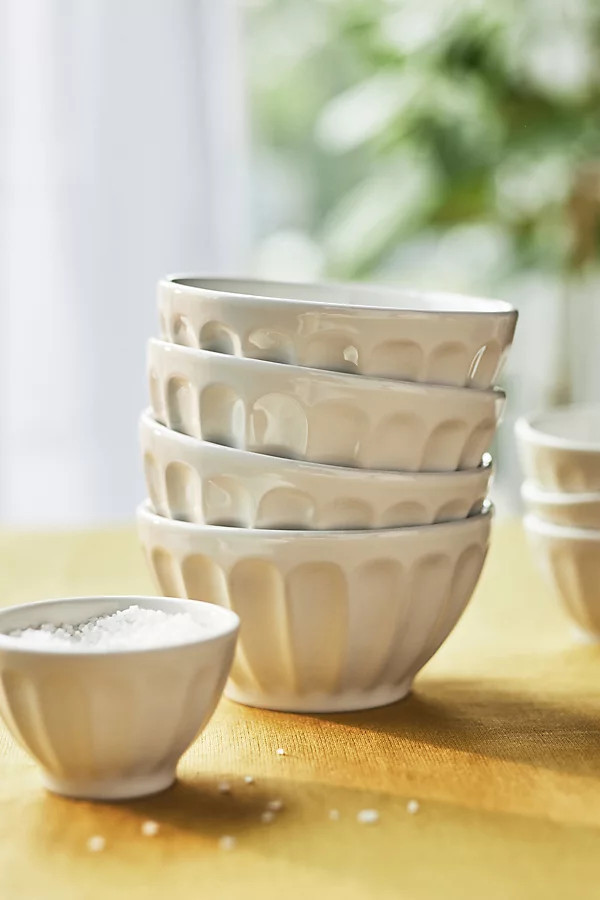 Amelie Latte Portuguese Stoneware Cereal Bowls, Set of 4 | Anthropologie (US)
